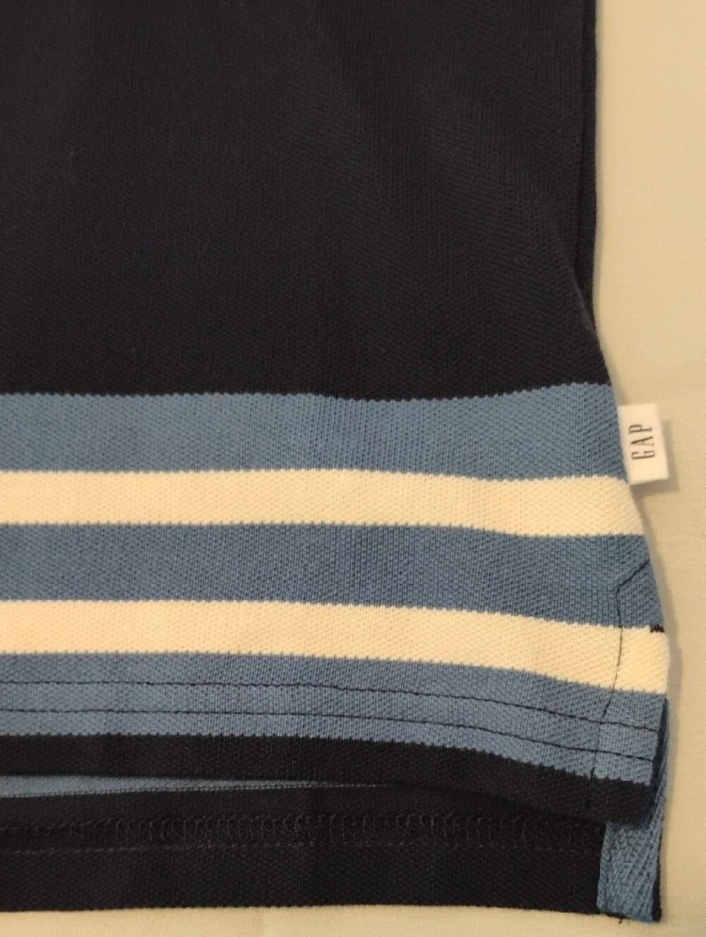 Gap Kids Boys Striped Polo Shirt Short Sleeve Navy Blue White Size S Small 6